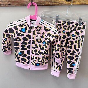 Adidas Leopard Print Pink Track Suit- Size 9-12m‎